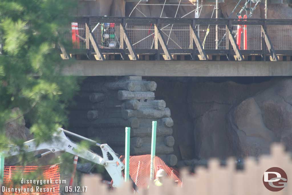 5.12.17 - Concrete being sculptured to look like logs holding up the trestle