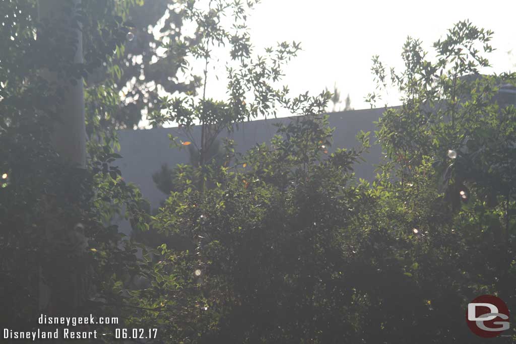 6.02.17 - The side wall of a tunnel is visible from the Fantasyland Theater. The trees have not grown in fully yet.