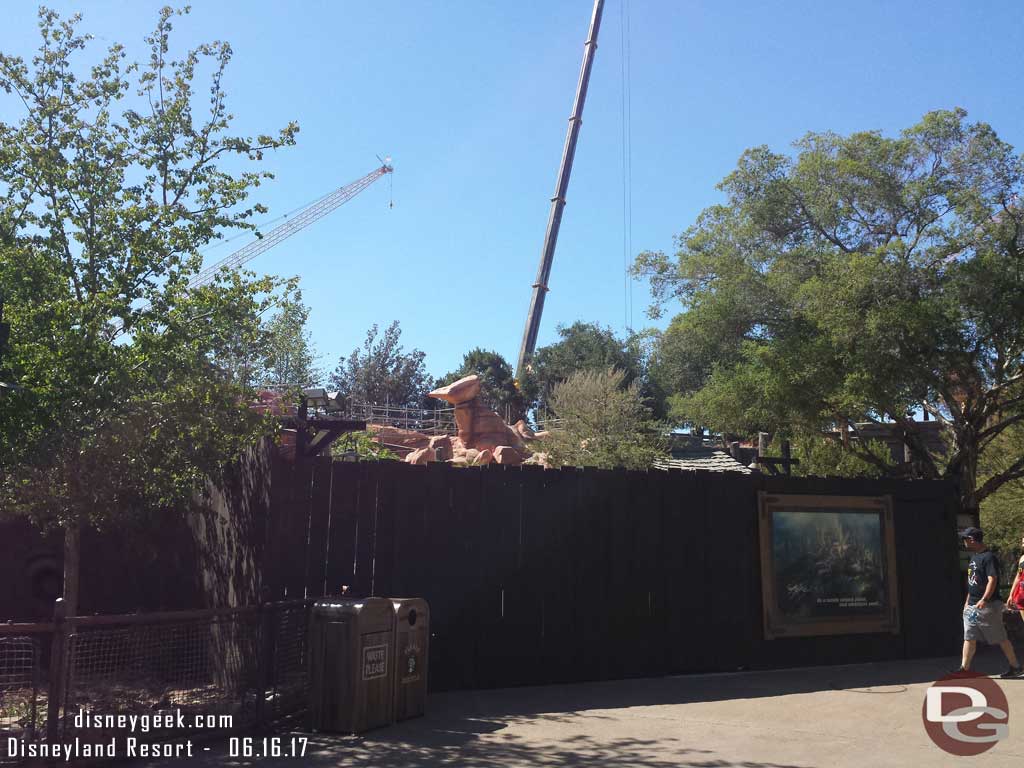 6.16.17 - The Big Thunder trail reopened (check the full picture set for a look around), here is a look at some of the areas still being worked on.  This wall blocks the Frontierland walkway toward Star Wars.