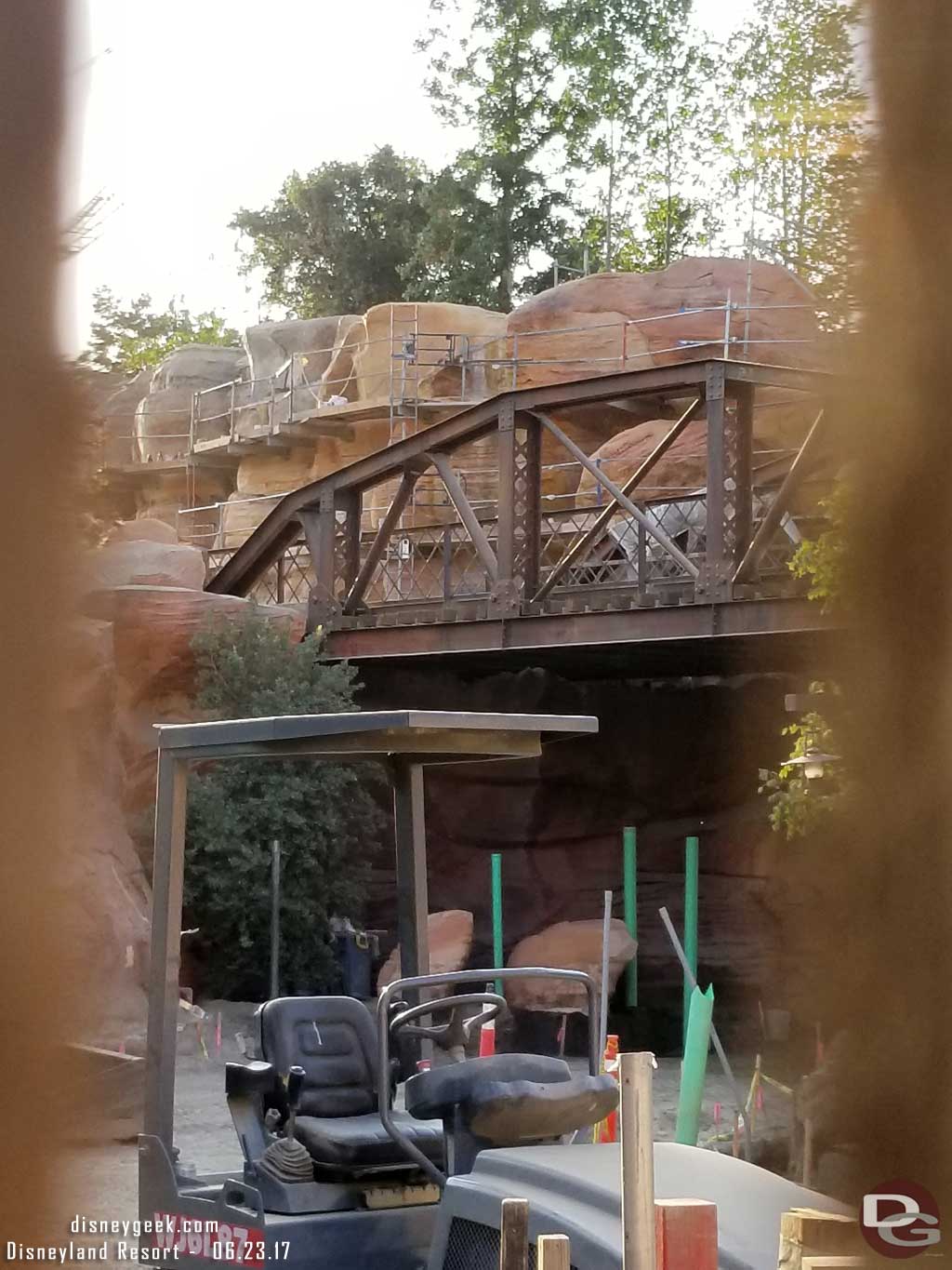 6.23.17 - Looking through the fence at the new trestle on the Big Thunder Trail.