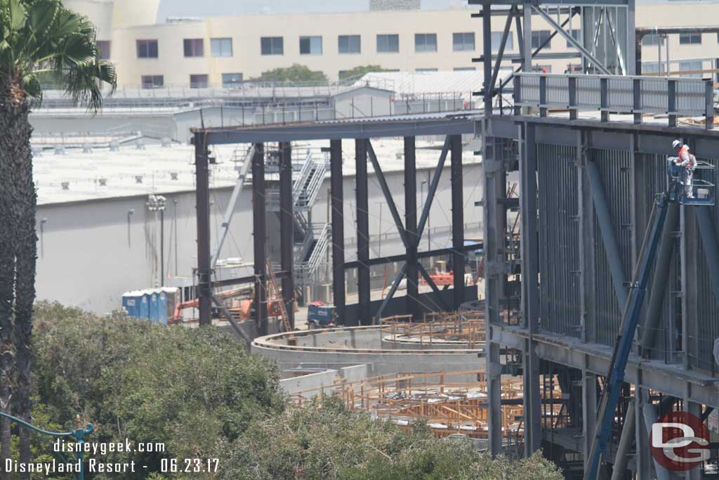 6.23.17 - To the left the steel for the Millennium Falcon building is extending along the backstage road..