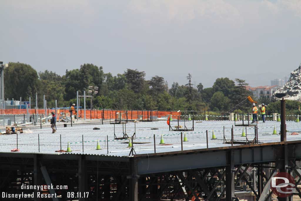 8.11.17 - On the roof they are preparing to pour concrete on the final portion to finish it off.  The decking looks done.