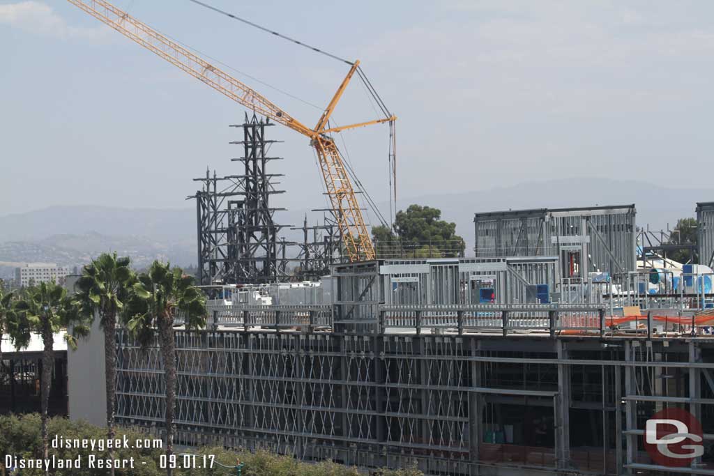 9.01.17 - In the distance you can see the steel supports for the rock work that will be in front of the Millennium Falcon attraction building.