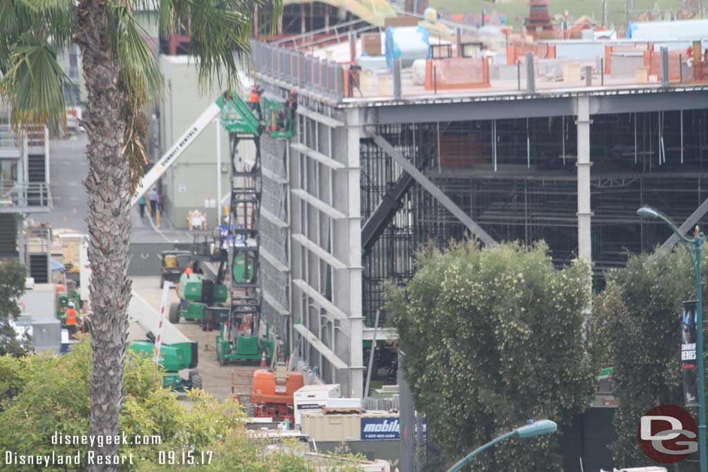 9.15.17 - Preparations underway for the exterior wall of the Millennium Falcon building.