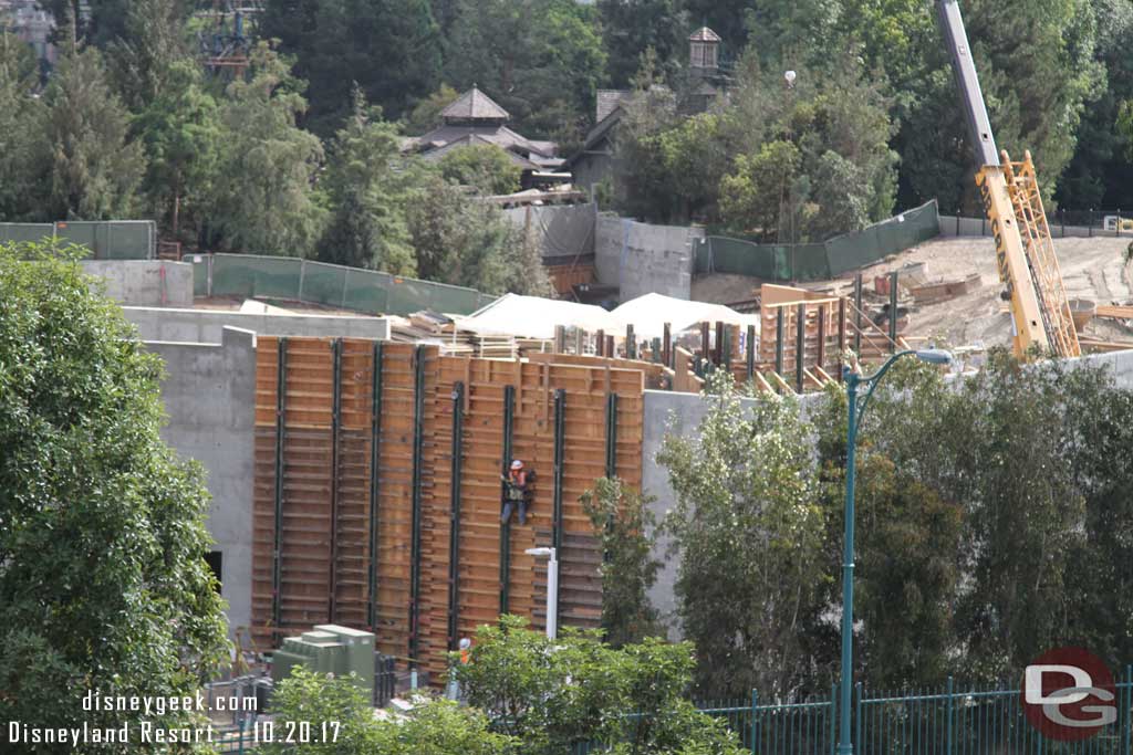 10.20.17 - Moving back to the right side of the project, the final section of wall linking the concrete building to the backstage wall is nearing completion.