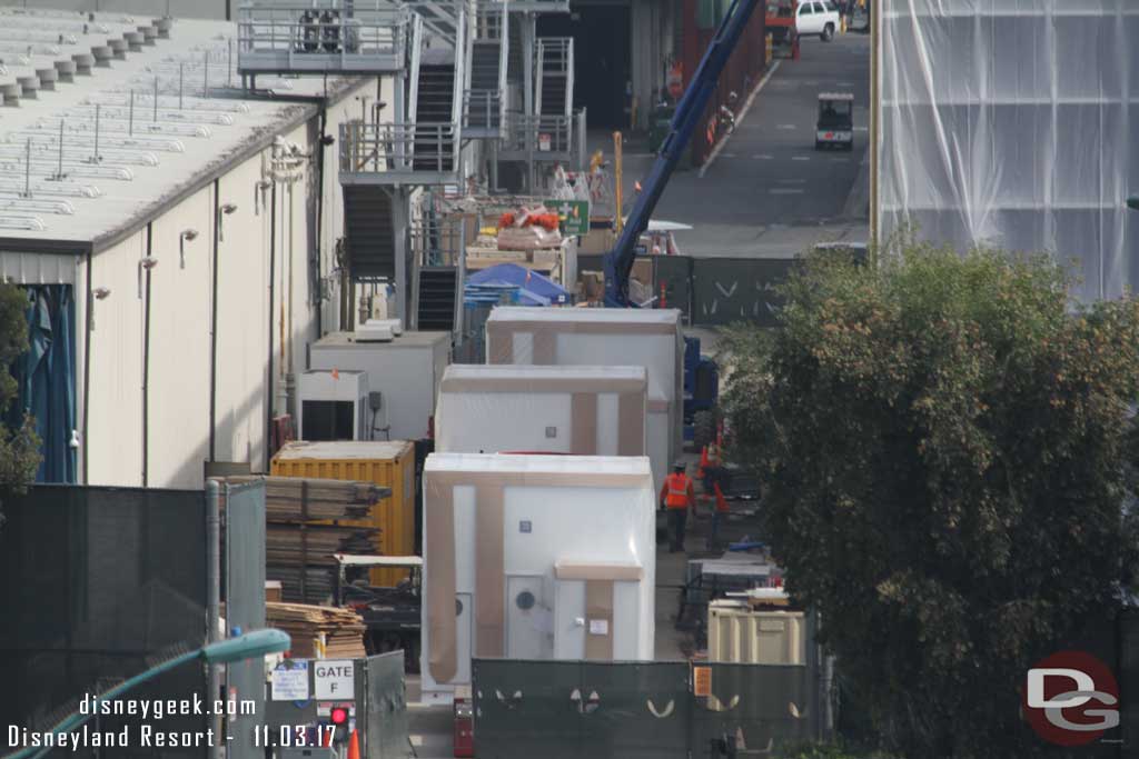 11.03.17 - Backstage several air handling units are on site and ready to be lifted onto the roof of the adjacent Millennium Falcon show building.