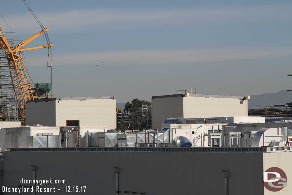 12.15.17 - Beyond the building you can see scaffolding and rock work taking shape.