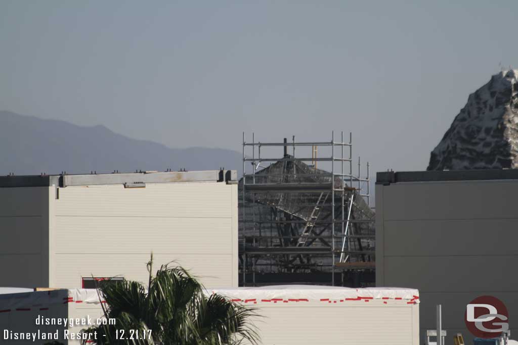 12.21.17 - In the background scaffolding up for the rock work on the park facing side.