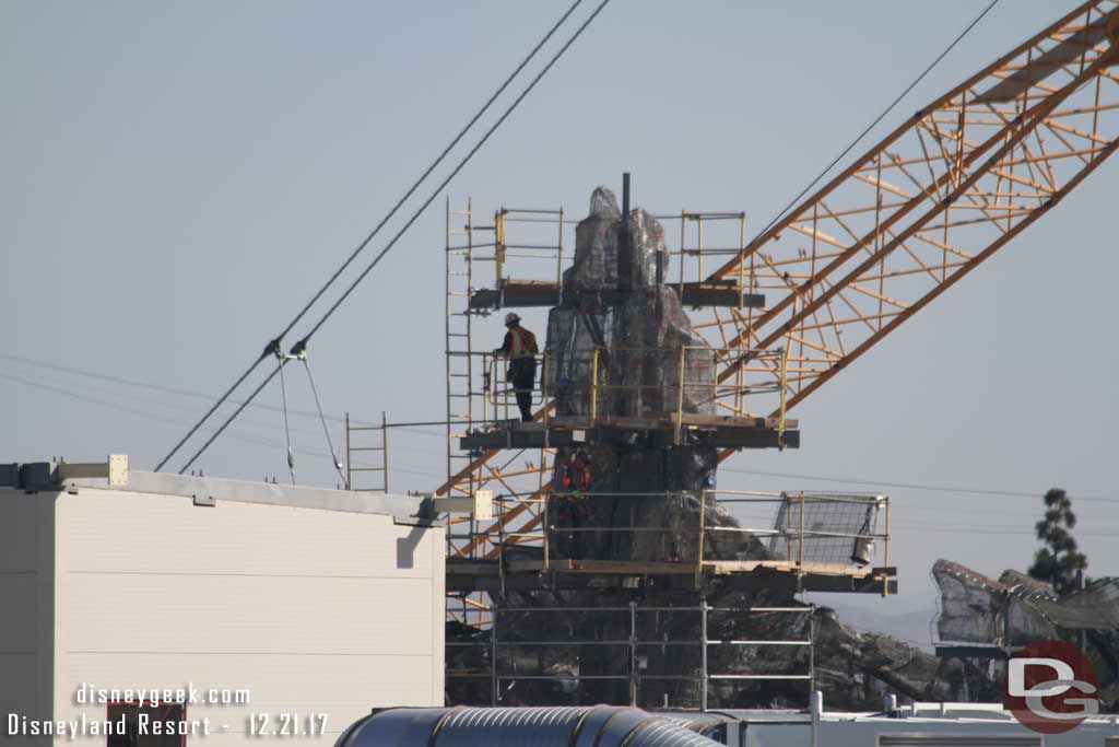 12.21.17 - One of the new peaks now has scaffolding as the wire mesh is welded and prepared for concrete.