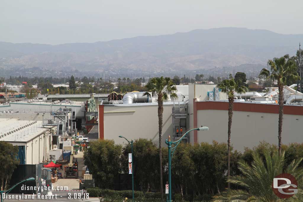 03.09.18 - A closer look starting on the far left/north with the Millennium Falcon Show building.  The red border continues to be added.