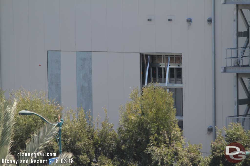 08.03.18 - The large hole/access point on the side of the Battle Escape building is being closed in.