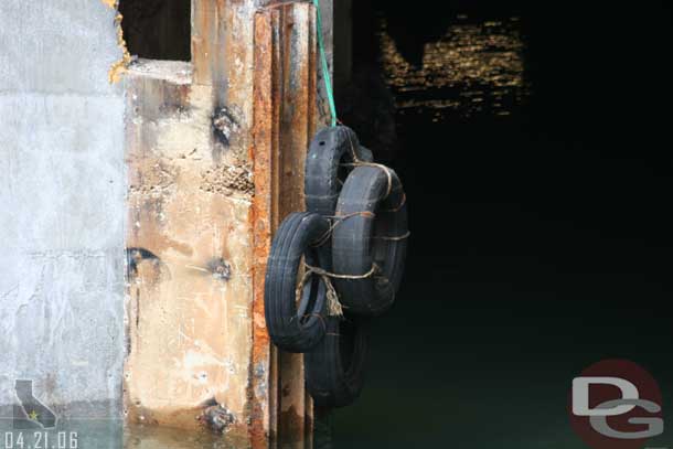 04.21.06 - Notice the tires to protect the subs from the walls when they were brought out.  Also you can see a reflection of a worklight in this shot.