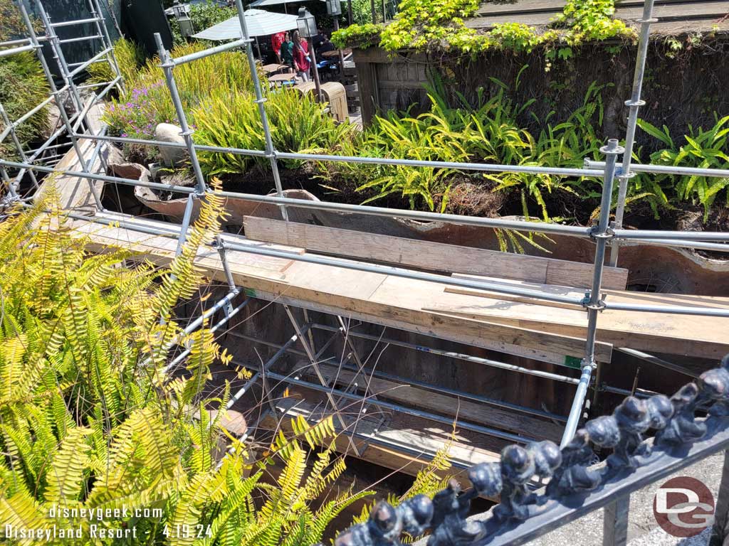 4.19.24 - Scaffolding is up in the area visible from the bridge.