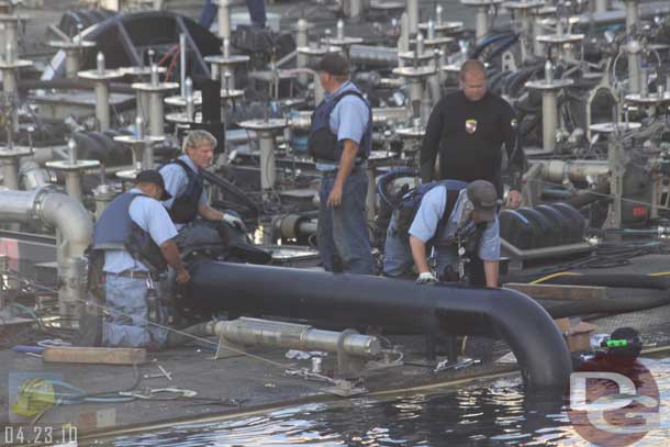 4.23.10 - A crew working on the pipe that feeds the water screen nearest Ariels