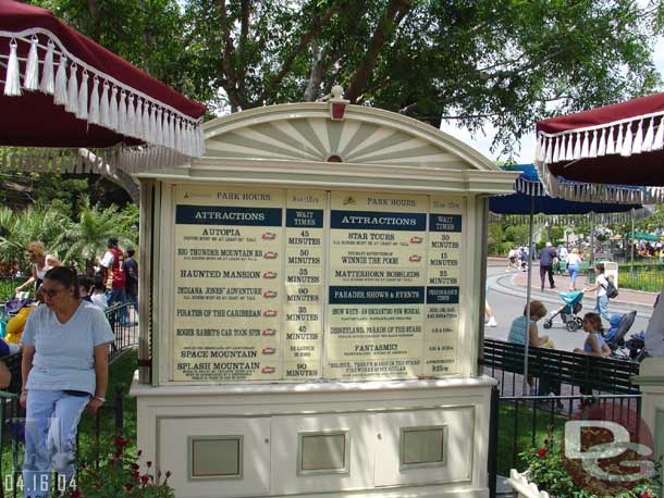 Taken - 12:25pm - Disneyland's Line board