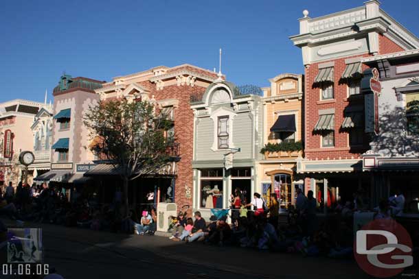 Taken - 3:27pm - A slightly better shot further down the block, notice only one or two people deep and the parade started at Small World at 3:15