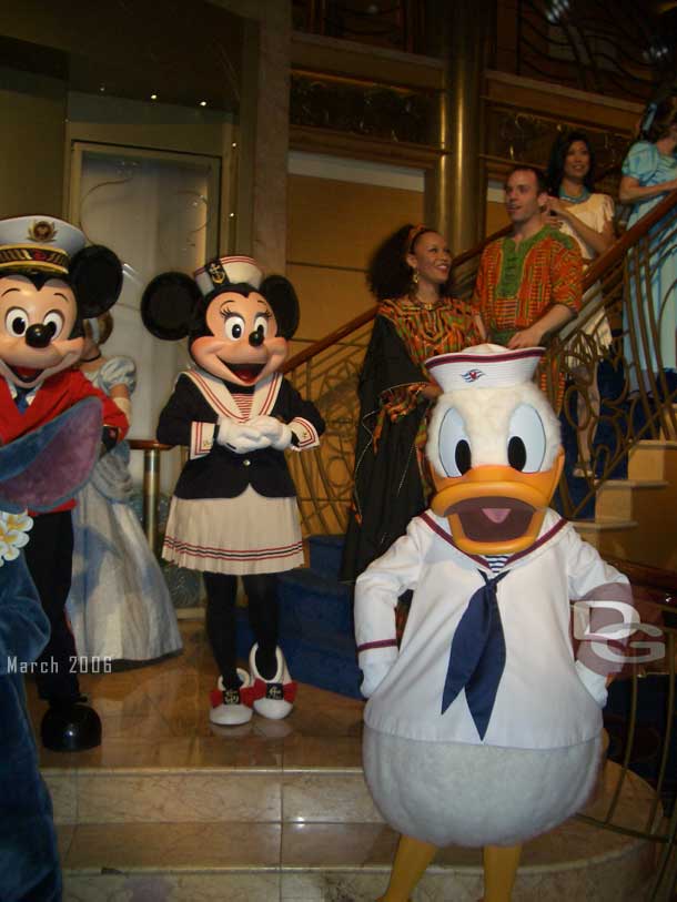 The event features characters and cast members from the ships entertainment