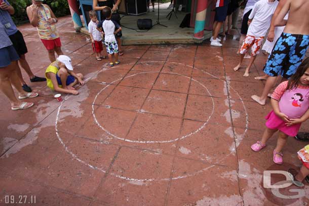 One activity for kids is a series of crab races.  The idea is you pick or get a crab that is numbered and if yours goes outside the circle first you win.