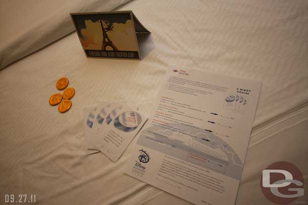 The tip paperwork and candy for the evening.