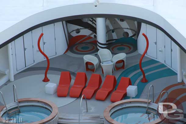 A look down at the teen area which is in the very front of the boat.