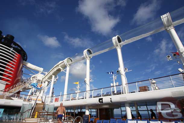 They were starting up the Aquaduck for the day.  Notice the water starting to flow in the tube.