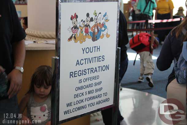 A desk to register for youth activities.