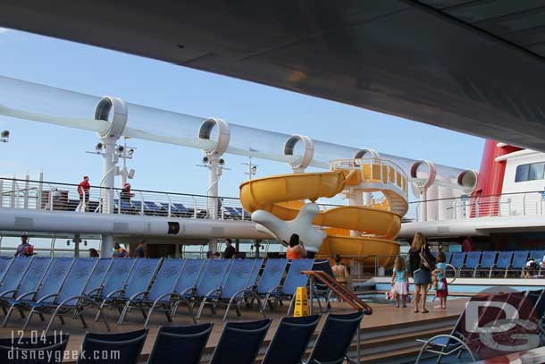 The Aquaduck up above and a kids slide in the middle.