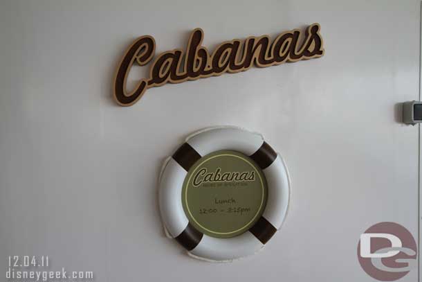 First stop, lunch at Cabanas
