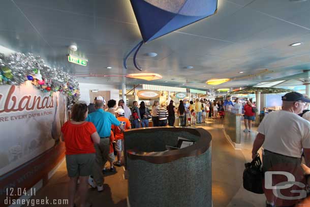 Cabanas is sort of a free for all, CMs kept saying to go to the station you want but guests kept trying to form lines.  Guess it is all that theme park training.