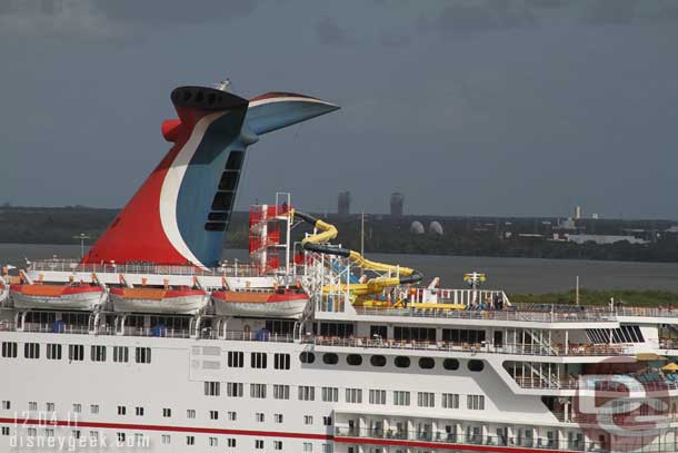 Here you can see the water slide on the Carnival ship.. 