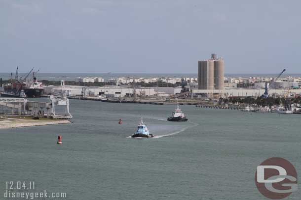 A couple of tugboats on the move.  Interesting we did not need tugs at any of the ports.  The thrusters onboard gave the ship enough control to move around and even back in as needed.