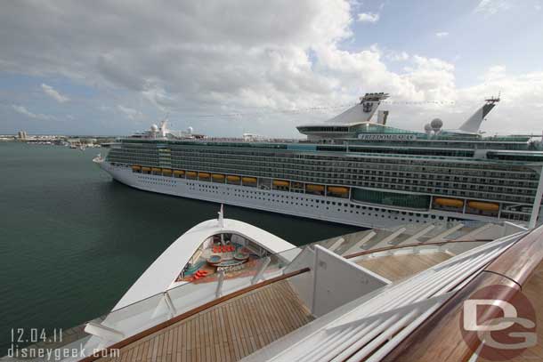 A view off the front of the ship.