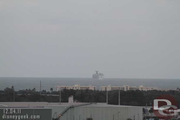 The Carnival ship that was also docked near by is well out to sea already.