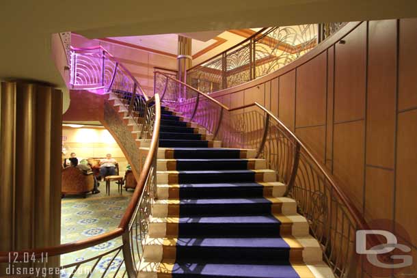 These stairs lead up to Deck 3 and the lobby atrium area.