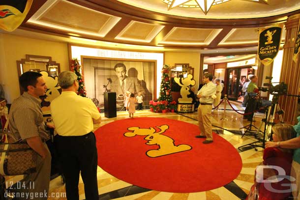 The entrance area for the Walt Disney Theater on Deck 3 had some props up to celebrate the Golden Mickey awards.