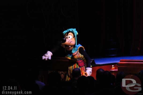 Goofy came out to enlist the hosts help in the next number.