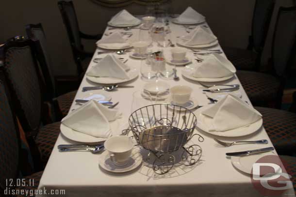 A typical breakfast table setting.