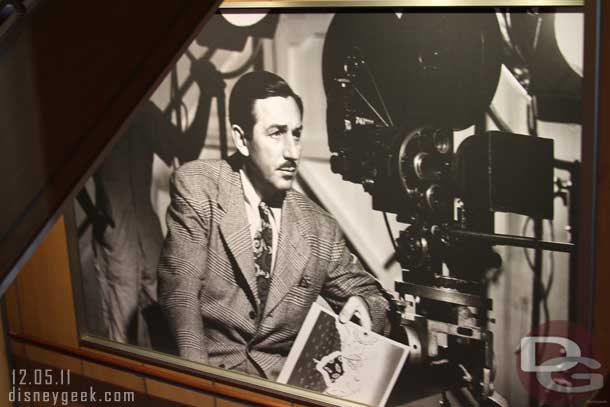 A large picture of Walt in the stairwell.