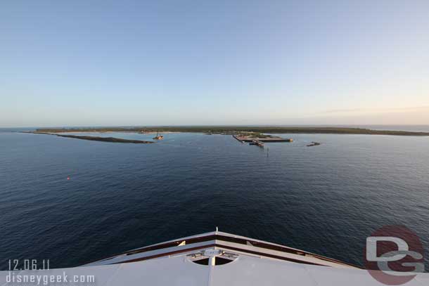 A wide shot of the Island as we approached.