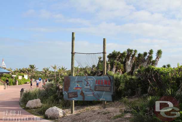 A sign showing explaining some of the damage to the island from a hurricane this past year.