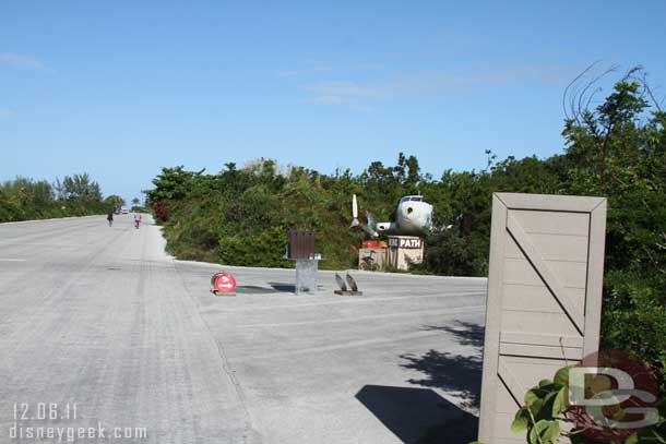 A ways down the airstrip is a turn off for the Observation Tower and a bike path.