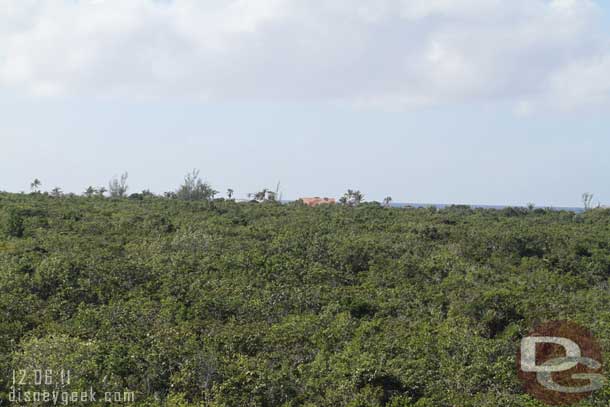 You can just barely make out the buildings over the trees.