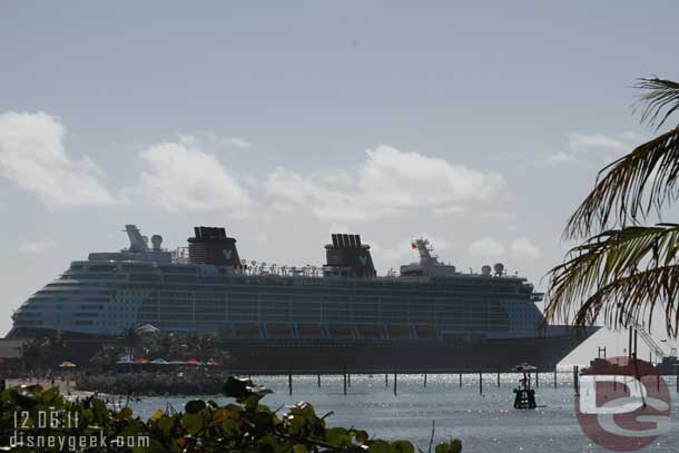 Looking back at the ship.