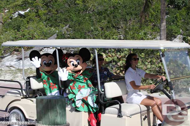 Mickey and Minnie heading back to the ship.