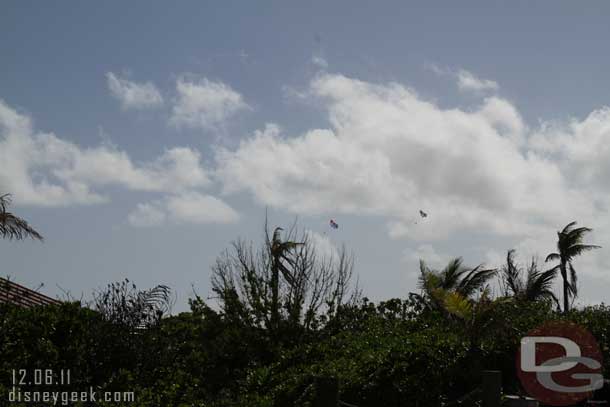 A couple para-sailing chutes.