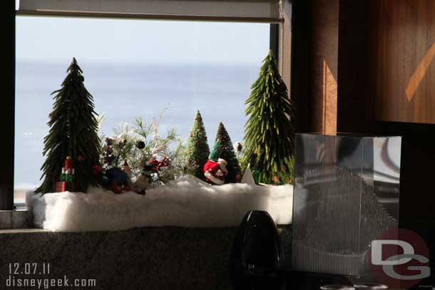 Some of the Christmas decorations on the bar in the Meridian.