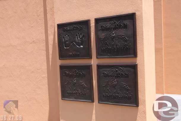 I forgot to mention lining the courtyard are the plaques for each individual who has been named a Disney Legend.