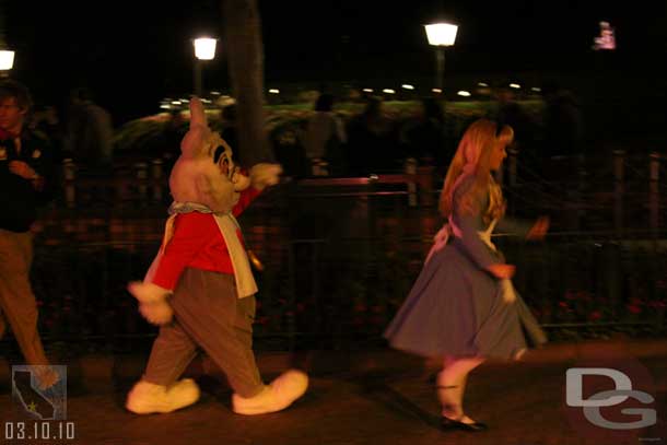 Alice and the gang heading off stage for a break.