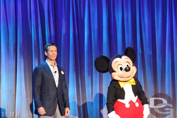 The new Mickey that can talk interacted with Tom Staggs for a while