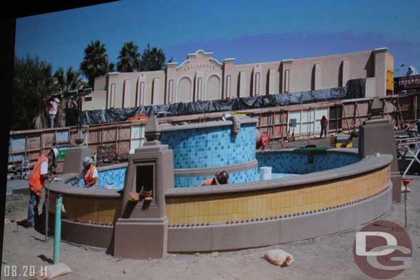 A recent photo of the fountain work.  (They said once complete it will be covered until the unveiling of the street next year.